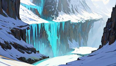 Conceptart,Concept Art,SamWho,mksks style, green moss, species, overlooking chasm, Mountains, Ice, Dragon