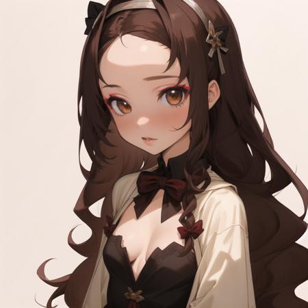 ((masterpiece)), (best quality), detailed,1girl,brown hair, forehead, sidelocks,small breasts, medium breasts, long hair, hairband, bow,very long hair, hair ribbon, swept bangs, parted bangs, asymmetrical bangs,
,<lora:RedEyeLiner-v1.32-000012:1.0:1,1,0,0,0.5,0,0,1,0,0,0,0.9,1.8,1,0,0,0>,