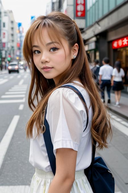 RAW portrait photo, NiigakiRisa in busy Tokyo street,  fcDetailPortrait