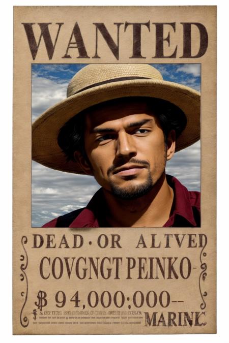 (best quality, masterpiece:1.2),haizeiwang/\(wanted/\),<lora:wanted poster:0.7>,1boy,navigation,straw hat,