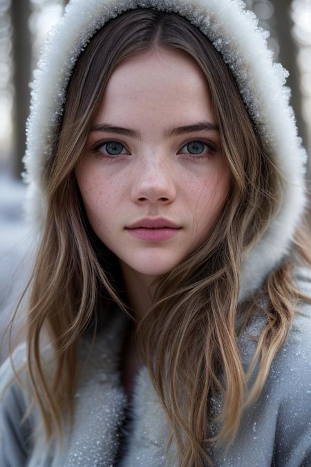 beautiful woman (fr3yaallan:.99), beautiful hair, ((portrait)), (closeup:1.2), ((from the waist up)), posing for a picture ((in a winter forrest:1.2)) , natural skin texture, (wearing a winter jacket:1.2), 24mm, 4k textures, soft cinematic light, adobe lightroom, photolab, hdr, intricate, elegant, highly detailed, sharp focus, ((((cinematic look)))), soothing tones, insane details, intricate details, hyperdetailed, low contrast, soft cinematic light, exposure blend, hdr, now, ("I've got a bad feeling about this.":1.1)