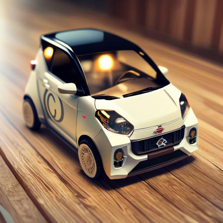 1(dr1 city car) made of wood, a low poly render, inspired by Cyril Rolando, pixel art, beautiful isometric, empty plain car side, die-cast metal "DR" logo on front radiator vent, organic isometric design, portfolio illustration, cute detailed artwork, beeple rendering, blurred and dreamy illustration <lora:dr1citycar-000005:1>