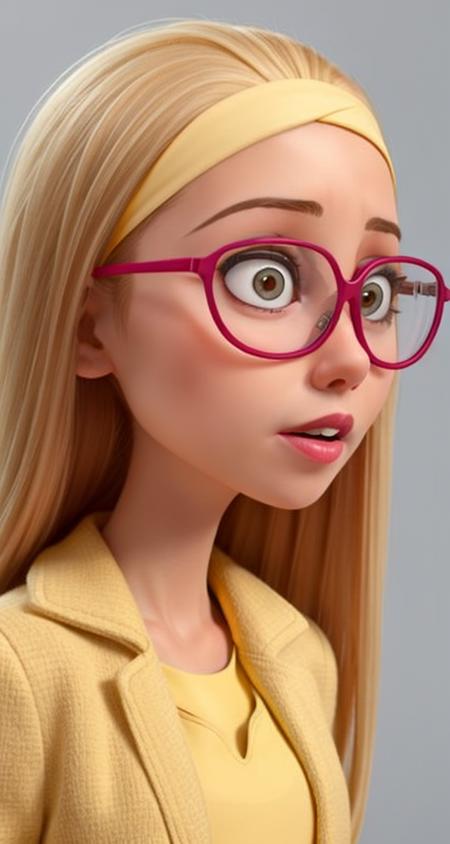 <lora:VRAMsHoneyLemon640:0.5>, 1girl, xyzhoneylemon, long hair, portrait, glasses, masterpiece, hairband, blonde hair, yellow dress, yellow lab coat, white leggings, closeup