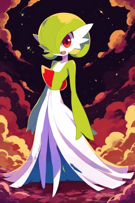 score_9, score_8_up, score_7_up, score_6_up, score_5_up, score_4_up, masterpiece, high quality, BREAK, full body, BREAK, 1girl,   <lora:Gardevoir[Pony]:0.8> Gardevoir,