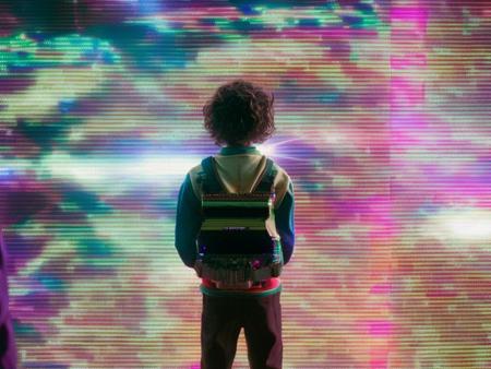 glitch, close-up portrait of Finn Wolfhard, Stranger Things 1 9 8 2 movie still, Arri Alexa LF