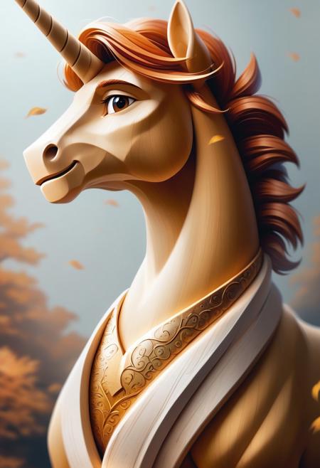 PUPPET,
A dramatic, low-angle 8k digital art piece, reminiscent of HR Giger's style and trending ArtStation works. A unicorn is depicted in hyperrealistic detail against a warm autumn backdrop. Cinematic lighting and an oil painting aesthetic combine for an earthy, cozy and elegant feel, with sharp focus.