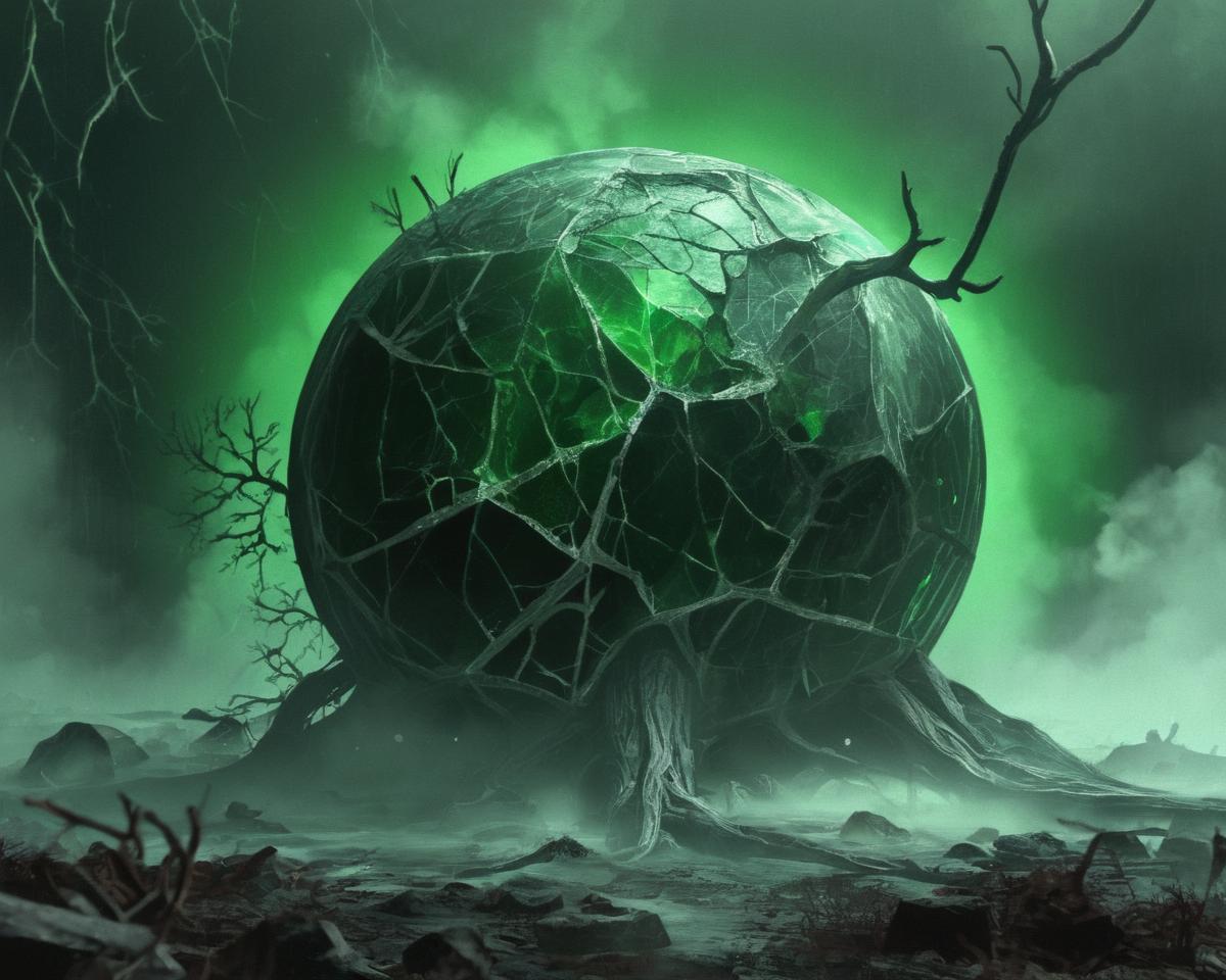 (Realistic photograph:1.2). Surrealism. Sphere. Milky mist. Turbulent fog. Dead woods. Died branches. Intricate roots. Grayscale with green-violet selective color effect. green-violet detailing. Cracks and pilling plasters. Mystical background with dense fog. Loneliness. Desolate. Dystopian. Wet rocks. Sharp-edged solid structures. (Voronoi patterns:1.15). (Pentagonal voxels:1.112). (Voxelized ground:1.075). (Voronoi patterned cracks, white-green-violet veins:1.3).
BREAK (photorealism. analog film grain.:1.225) (score_9, score_8_up, source_photo, content_realistic, source_realistic:1.3).