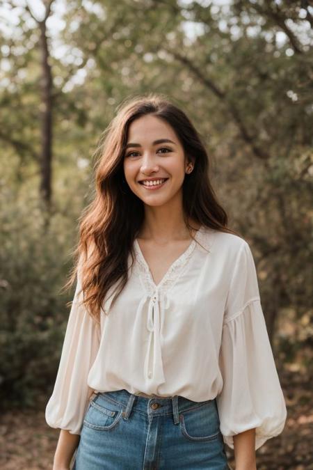 <lora:ATKKatja:0.8>, full color portrait of a American woman, wearing a blouse, shy smile, natural light, RAW photo, subject, 8k uhd, dslr, soft lighting, high quality, film grain, Fujifilm XT3