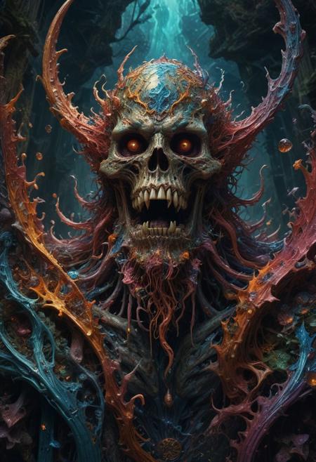 <lora:md2034:0.5> terrifying, paint splatter,
poster_\(medium\), 
 Charon seen from 3 meters away with souls being ferried across Styx,
emblem,  (simple_background:1.3), symmetry,(no_humans:1.3),, (masterpiece:1.3), (best_quality:1.3), (ultra_detailed:1.3), 8k, extremely_clear, realism, (ultrarealistic:1.3),, insane details, intricate details, hyperdetailed, ultra detailed, extreme detailed, highest detailed, high_detail, colorful, beautiful, hdr, photorealistic, highres, ultra_high_res, photography, aesthetic, extremely_delicate,