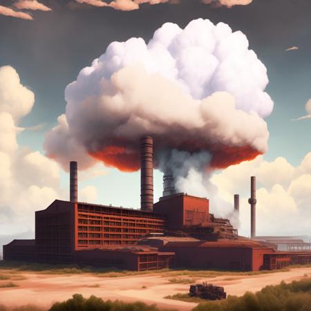 (BoneFortress:1) strange looking huge factory with a huge cloud in the sky <lora:BoneFortress:0.8>