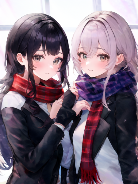 1girl, winter coat, scarf,