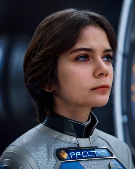 A woman in a futuristic space uniform, against the background of the spaceport, (close up) <lora:DetaliSlider:2> <lora:Alisa200:0.7>, maximum details