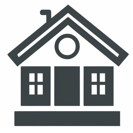 icon of  a house with a chimney and windows with a white background  <lora:icons:1>