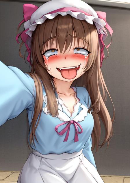 <lora:Ahegaokin-10:0.7>,1girl, solo, blush, smile,open mouth, tongue, tears, ahegao, laughin