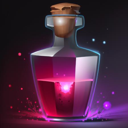 ((masterpiece,best quality)), <lora:FantasyIcons_Potions:0.8>, red potion, glowing, particles, sparks, glass