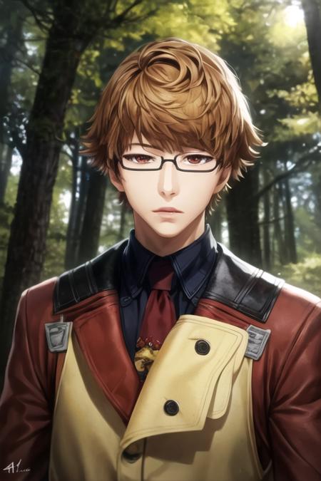 masterpiece, best quality, photorealistic, 1boy, solo, male focus, looking at viewer, upper body, , <lora:nishiki_nishio:0.70>, nishiki_nishio, brown hair, brown eyes, , christmas costume, The Forest of Mirrors: A place where reality is distorted and nothing is as it seems, 4k resolution