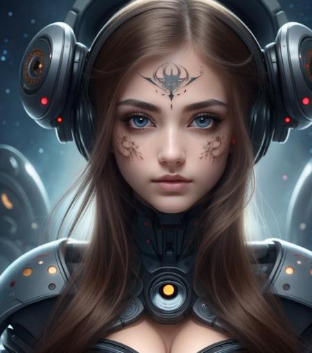 (best quality, ultra-detailed, best illustration, best shadow, masterpiece, high res, professional artwork, famous artwork), (1girl, solo), looking at viewer, face only, detailed eyes, beautiful eyes, close up, scifi, colored sclera, robot eyes, facial marks, tattoos, (fractalized, fractal eyes), large eyes, wide eyes, (eye focus), face focus, cosmic eyes, space eyes, <lora:lora_RealisticFined:1>