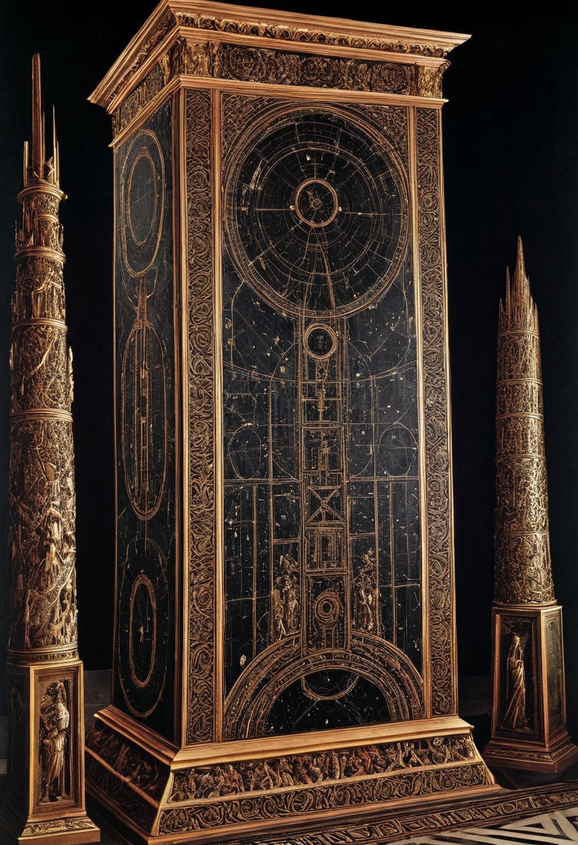 The depiction of the unimaginable inevitable endless cosmic horror coming from the deadly void of space in the form of the giant irritating ethereal undescribable ancient monolith, high quality, detailed, intricate details, masterpiece, by hans holbein