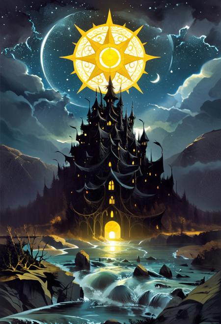 Hastur, cosmic horror, dark art, King in Yellow, by alexandre calame, Along the shore the cloud waves break The twin suns sink behind the lake The shadows lengthen In Carcosa Strange is the night where black stars rise And strange moons circle through the skies But stranger still is Lost Carcosa Songs that the Hyades shall sing Where flap the tatters of the King Must die unheard in Dim Carcosa Song of my soul my voice is dead Die thou unsung as tears unshed Shall dry and die in Lost Carcosa