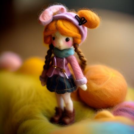 <lora:kFelted:1> cute girl felted