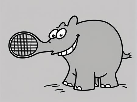 <lora:Ottifant_sdxl:0.5>  Ottifant smiling , playing tennis