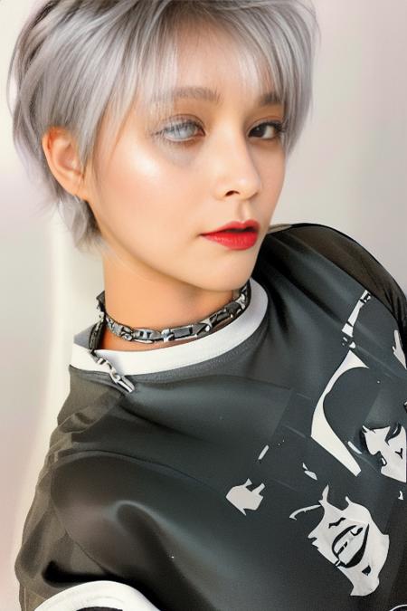 <lora:koreanDollLikeness_v10:0.7>
Vega: (a girl with short silver hair styled in a pixie cut, kpop idol, pretty, extremely beautiful, fashion model, 18-year-old)