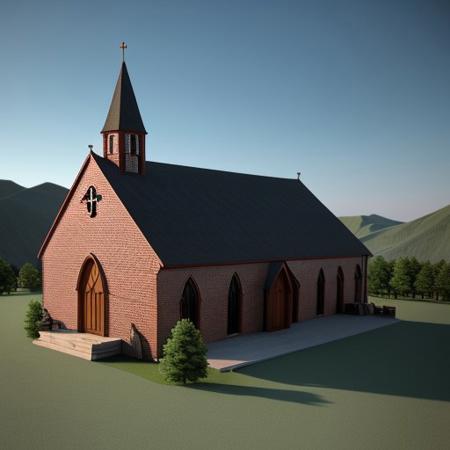 3d render, best quality, church on top of mountains,