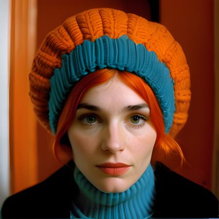 A photograph of Clementine from Eternal Sunshine of the Spotless Mind in coronavirus quarantine at Yugoslavia’s most baroque hotel & spa, as imagined by Wes Anderson, Sigma 85 mm f/1.4