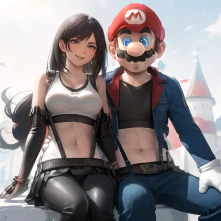 Mario x Tifa Lockhart (Super Mario Bros x Final Fantasy)