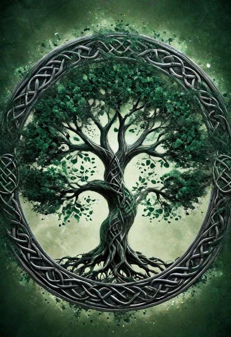 Fantastic symbol, the celtic tree of life, black and dark green, FastNegativeV2, ral-dissolve,