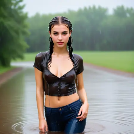 wetlook sfw wet clothes wet women sdxl