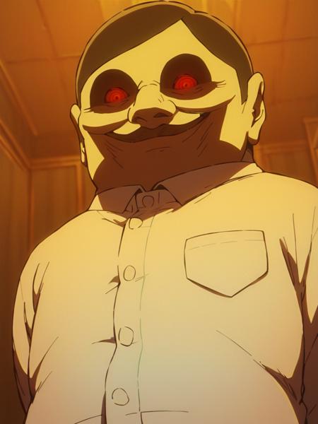 score_9, score_8_up, score_7_up, score_6_up, score_9, score_8_up, score_7_up, score_6_up, BREAK,
red eyes, looking at viewer, indoors, from below, evil grin, arms behind back, close-up, portrait, 
 <lora:Serpo_Alien_Disguise:0.9> SerpoAlienDisguise, 1boy,