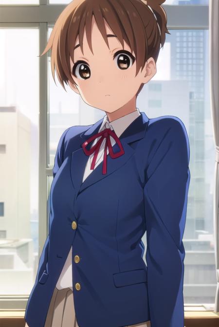 konuihirasawa, <lora:ui hirasawa s2-lora-nochekaiser:1>, 
ui hirasawa, short hair, brown hair, (brown eyes:1.5), ponytail,
BREAK sakuragaoka high school uniform, school uniform, uniform, blazer, shirt, white shirt, collared shirt, skirt, pleated skirt,
BREAK indoors, classroom,
BREAK looking at viewer, (cowboy shot:1.5),
BREAK <lyco:GoodHands-beta2:1>, (masterpiece:1.2), best quality, high resolution, unity 8k wallpaper, (illustration:0.8), (beautiful detailed eyes:1.6), extremely detailed face, perfect lighting, extremely detailed CG, (perfect hands, perfect anatomy),