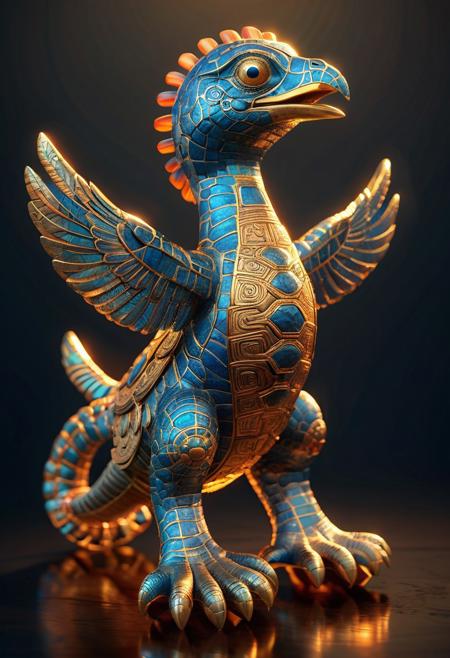 Mexican Antiquity Bird, Mayan Aztec Totems of Ancient Vector Symbols, Mexican Turtle, 8k, hdr, reflections, sapphire specular highlights, (Epic:1.2), Realistic, Trending Artstation, 3D, (High Quality:1.2), (Masterpiece:1.2), High Details), Best Quality, High Resolution