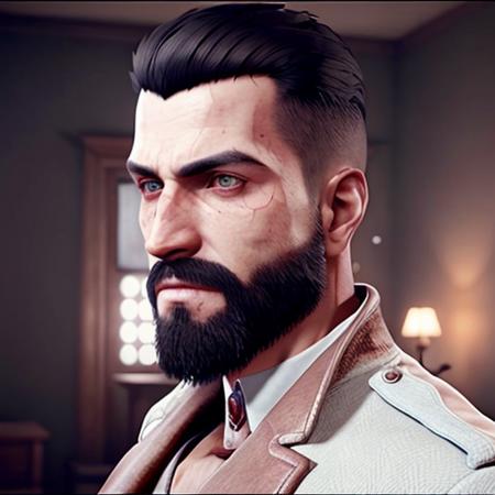 Jonathan_Reid, (bearded man), handsome, <lora:Jonathan_Reid_Vampyr_Test2:0.5>, close up, Vampyr_Game