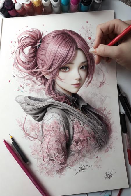 <lora:dibman_v1:0.8> 
masterpiece, best quality, intricate details, highly detailed animation, anime, hand-drawn art, Real-Time Ray Tracing lighting, volumetric lighting, volumetric shadows, 8k-perfect-octane
1girl, dibman, hand-drawn, nail polish, signature, traditional media , pencils
winter with A place infested with bugs and worms with decaying woods      Blizzard