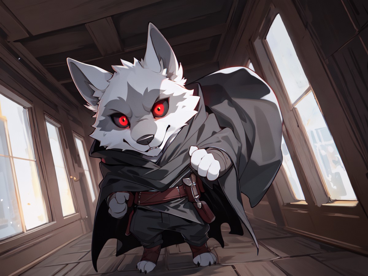 best quality, ultra high res,1furry boy， solo，detailed eyes, volumetric lighting, amazing, finely detail, , black cloak , ...