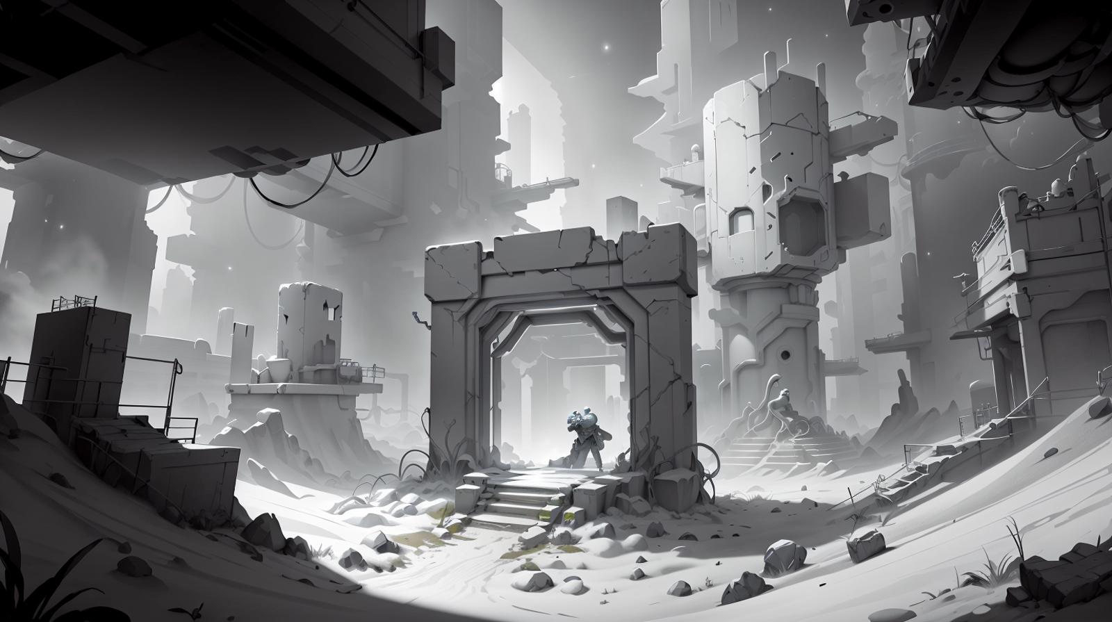 Whitebox Style - Environment - Level Design Concept Art - Game Dev Tool image by mnemic