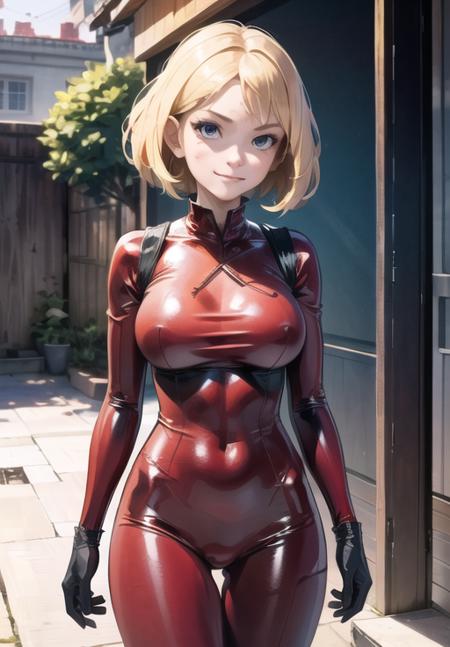 <lora:clover:0.8>, clover, smirk, red bodysuit, portrait,, (gorgeous, beautiful, enchanting:1.3), (trending on CGSociety, trending on pixiv, contest winner:1.3)