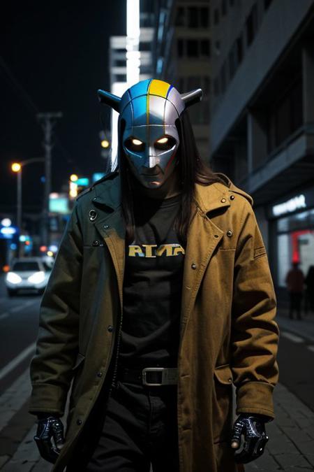 (Film still cinematic photography, tilt angle, bokeh, f-stop 2.5, 44mm:0.9), (hyperdetailed), end of the world, silent screams, ((exploding atmosphere:0.8), cybernetic man stalking deserted streets, fleshy flakey face:1.1), (grappling with reality, surreal interpretation:1.3), (electric aura, blue aura, steel chrome and rust:0.9), (nighttime), (in the style of (Zdzislaw Beksinski:0.1), (Frank Miller:1.2), (Marta Bevaqua:1.5), (Hans Bellmer:0.9)),
<lora:RMSDXL_Creative:2>
<lora:epiCRealLife:0.8> <lora:Helper:0.8> <lora:epi_noiseoffset2:0.8> <lora:lowkey_v1.1:0.8> HyperSmoke, dark background, black background,  backlit, dark theme
(Bad_pictures:1.3)