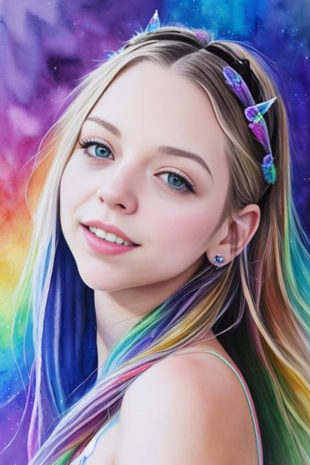 lilylarimar  is the queen of rainbow magic, Unreal Engine, Beautiful, Tumblr Aesthetic,  Hd Photography, Hyperrealism, Beautiful Watercolor Painting, Realistic, Detailed, Painting By Olga Shvartsur, Svetlana Novikova, Fine Art