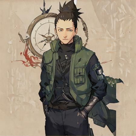 nara shikamaru, 1boy, solo, cowboy shot