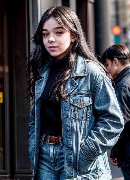 real, photoshoot, realistic, perspective, luminescent, illusion, atmospheric scene, masterpiece, best quality,
<lyco:haileesteinfeld_smf_lycoris_01:0.9>,1girl, haileesteinfeld-smf, solo, realistic, black hair, long hair, jacket, denim jacket, lips, closed mouth, nose, upper body, blurry, blurry background, smile