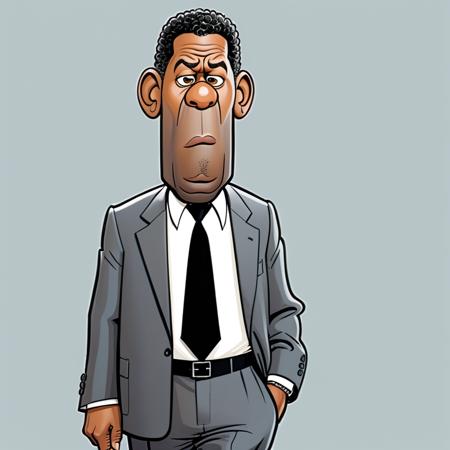 cartoon of Denzel Washington walking  ,   in donmartin style, caricature,  jealous  facial expression,  caricature,  HQ, high resolution,  crisp lines,   detailed eyes and lips <lora:DonMartin_StyleXLv6.6:0.85>  <lora:add-detail-xl:0.04> <lora:xl_more_art-full_v1:0.05>