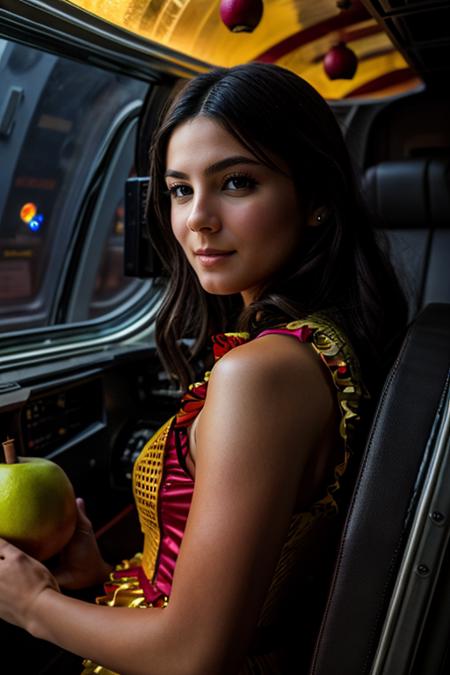 fruits costume ,  spacecraft interior , evening  <lora:Monica1873Barbaro:1> masterpiece, best quality, detailed face, 1girl, solo, a woman, m1873b,