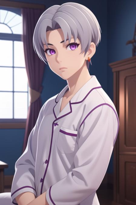 faios_shironeko purple eyes grey hair