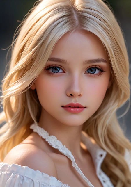 highres,best quality ,blonde girl,face up