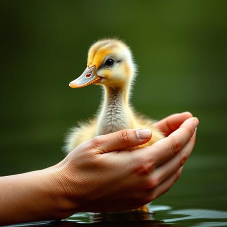 a duckling with human arms