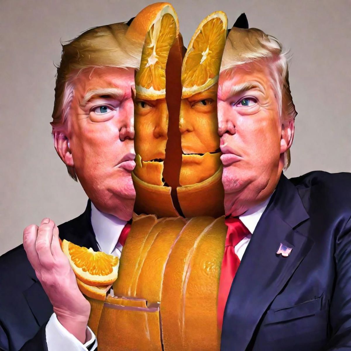 Split head Sliced Orange inside Donald Trump