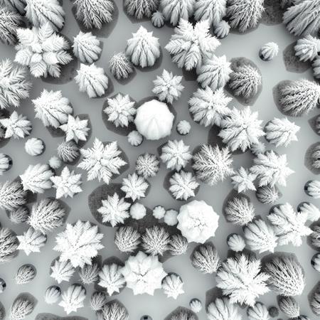 a overhead view of forest treetops, in a black and white lineart style as a tile from a video game tileset, viewed directly from overhead,  2D minimalist style, black and white monochrome color pallete, The overall design is square in shape